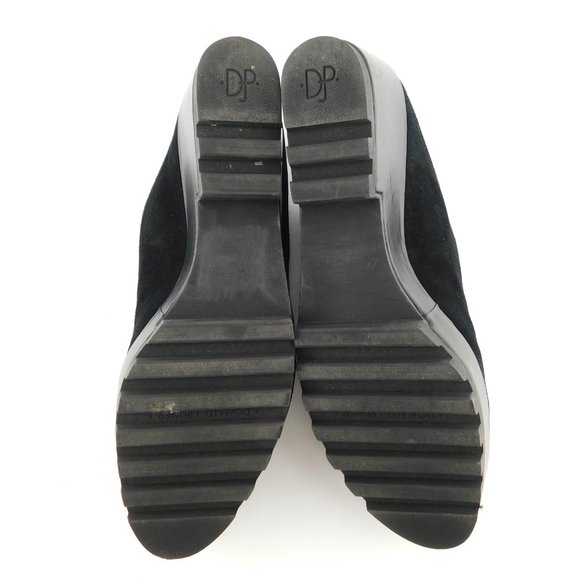 DONALD J PLINER Black Suede Leather Platform Wedge Slide Mules 7.5 - Picture 7 of 8